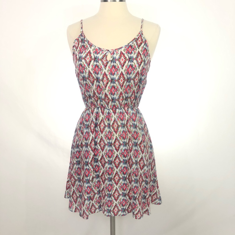 Francesca’s Spaghetti Strap Ikat Mini Dress Sz M